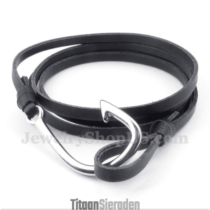 Heren Titanium Leren Armband Heren Titanium Leren Armband