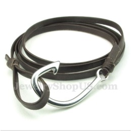 Heren Titanium Leren Armband