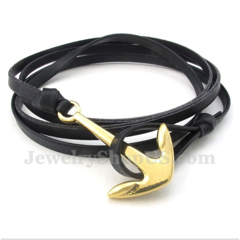 Heren Titanium Leren Armband Heren Titanium Leren Armband