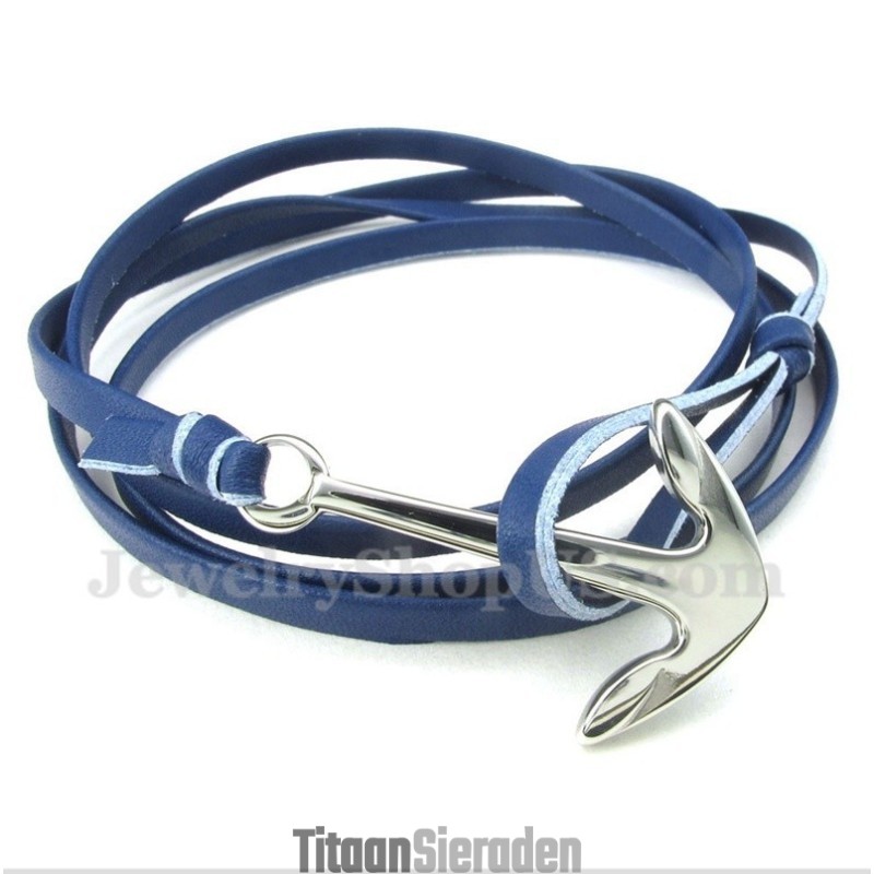 Heren Titanium Leren Armband