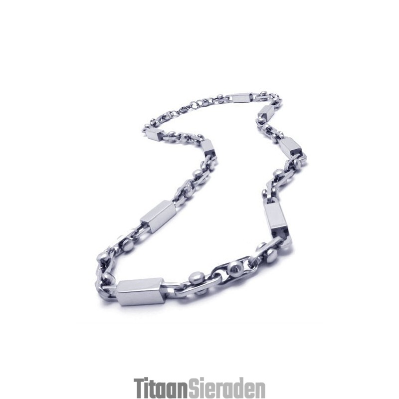 21,9 Inch Titanium Zilveren Kubusvormige Ketting