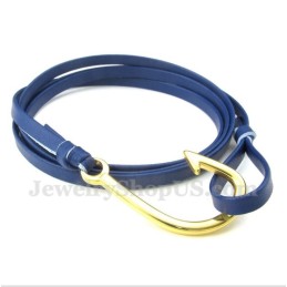 Heren Leren Haakjes Titanium Armband