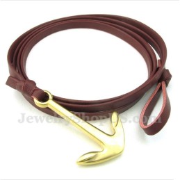 Heren Leren Anker Titanium Armband