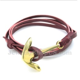 Heren Leren Anker Titanium Armband