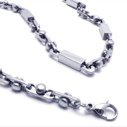 21,9 Inch Titanium Zilveren Kubusvormige Ketting