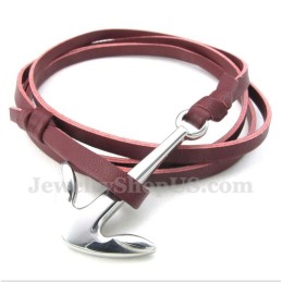 Heren Leren Anker Titanium Armband