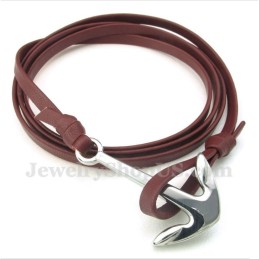 Heren Leren Anker Titanium Armband