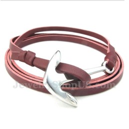 Heren Leren Anker Titanium Armband