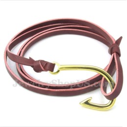 Heren Leren Haakjes Titanium Armband