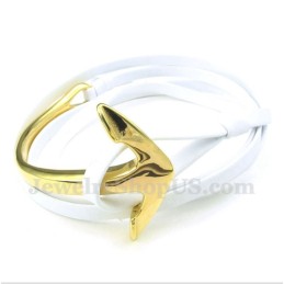 Heren Titanium Leren Ankerarmband
