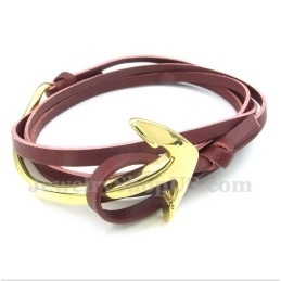 Heren Titanium Leren Ankerarmband