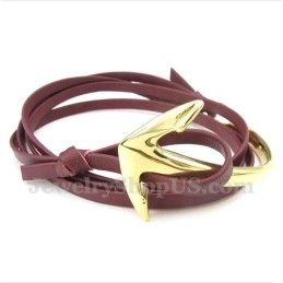 Heren Titanium Leren Ankerarmband