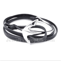 Heren Titanium Leren Ankerarmband