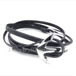 Heren Titanium Leren Ankerarmband