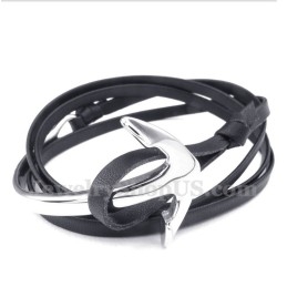 Heren Titanium Leren Ankerarmband