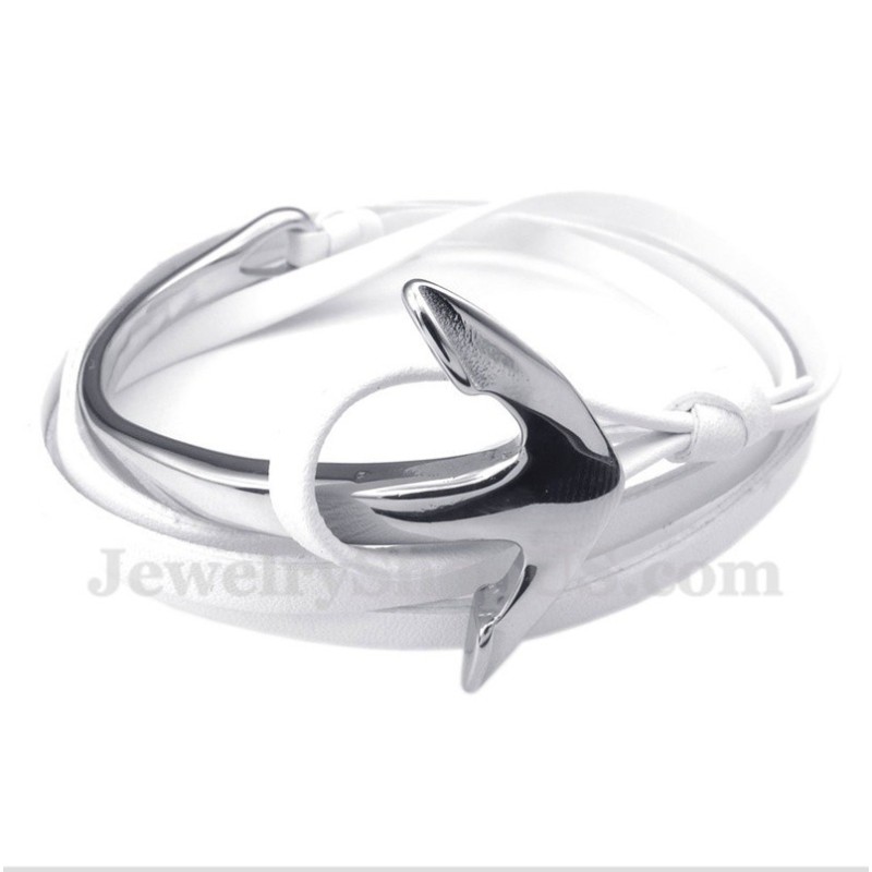 Heren Titanium Leren Ankerarmband Heren Titanium Leren Ankerarmband
