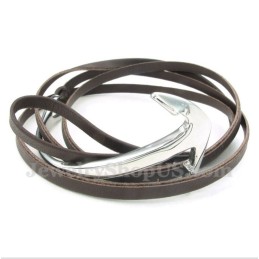Heren Titanium Leren Ankerarmband