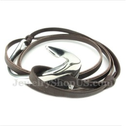 Heren Titanium Leren Ankerarmband