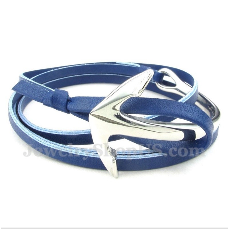 Heren Titanium Leren Ankerarmband Heren Titanium Leren Ankerarmband