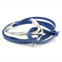 Heren Titanium Leren Ankerarmband