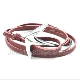 Heren Titanium Leren Ankerarmband