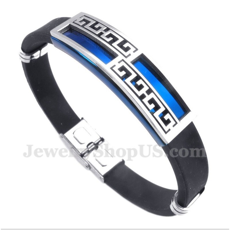 Heren Titanium Rubberen Blauwe Armband