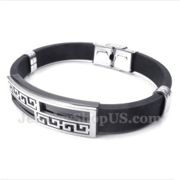 Herenarmband Van Titaniumrubber Met Grieks Meanderpatroon