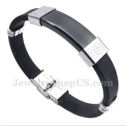 Herenarmband Van Titaniumrubber Met Grieks Meanderpatroon