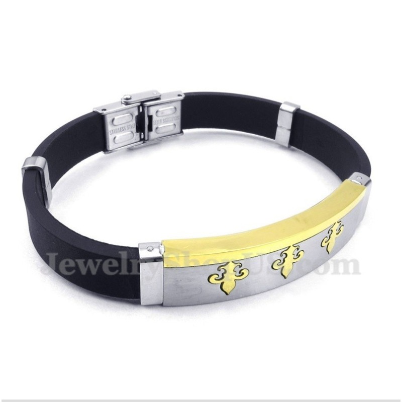 Heren Titanium Gouden Rubberen Armband Heren Titanium Gouden Rubberen Armband