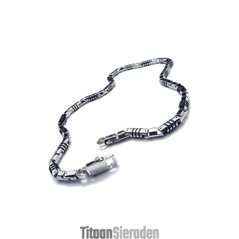 19,9 Inch Titanium Zilveren Kubusvormige Ketting