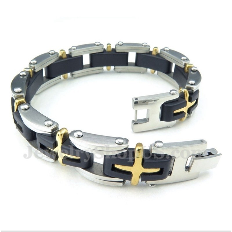 Titanium Gouden Kruisarmband Voor Heren Titanium Gouden Kruisarmband Voor Heren