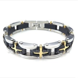 Titanium Gouden Kruisarmband Voor Heren