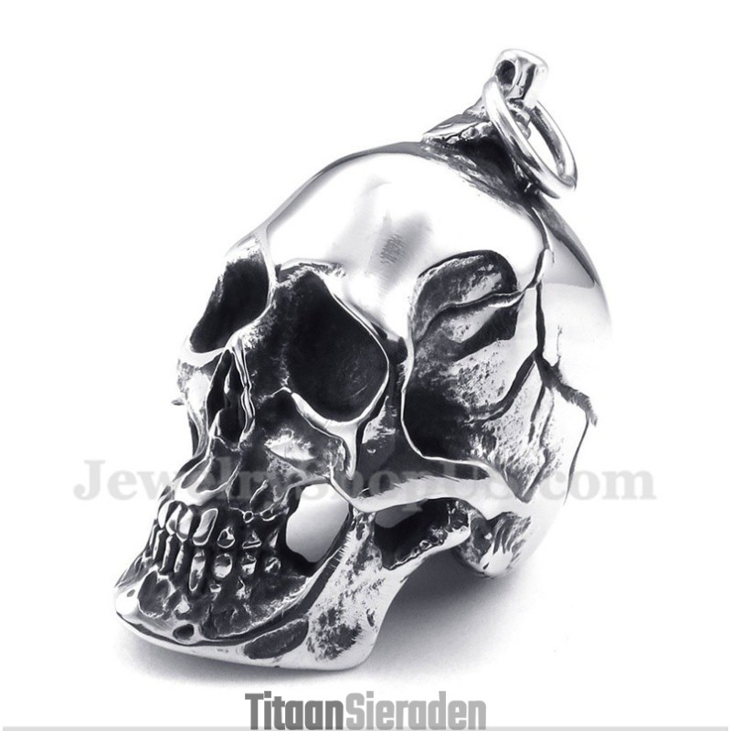 Titanium Schedelhanger Voor Heren Met Gratis Ketting Titanium Schedelhanger Voor Heren Met Gratis Ketting