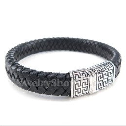 Heren Titanium Leren Armband