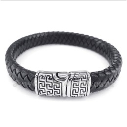 Heren Titanium Leren Armband
