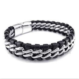 Heren Titanium Leren Armband