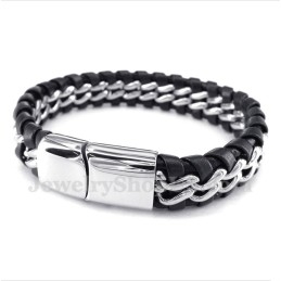 Heren Titanium Leren Armband