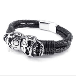 Heren Titanium Leren Armband