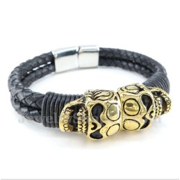 Heren Titanium Leren Armband