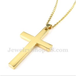 Titanium Gouden Kruishanger Voor Heren Met Gratis Ketting