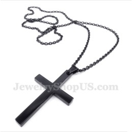 Titanium Zwarte Kruishanger Voor Heren Met Gratis Ketting