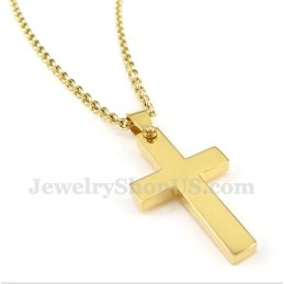 Titanium Gouden Kruishanger Voor Heren Met Gratis Ketting