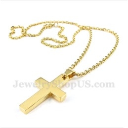 Titanium Gouden Kruishanger Voor Heren Met Gratis Ketting