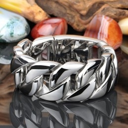 Mode Dikke Sectie Glanzende Titanium Kettingarmband
