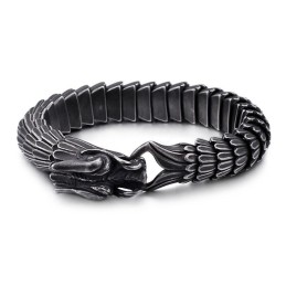 Vintage Heren Titanium Armband Met Drakenschubpatroon