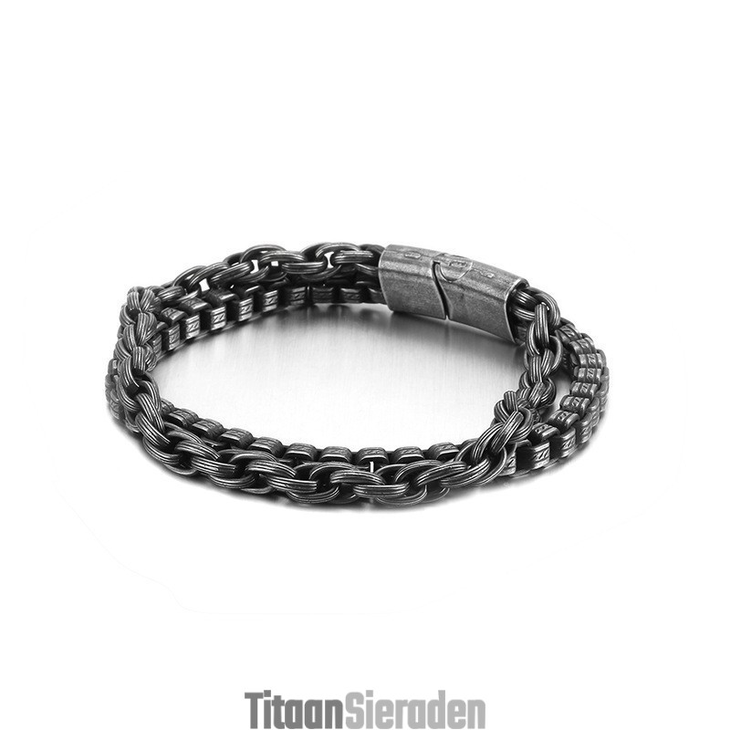 Heren Cool Dubbellaags Titanium Armband