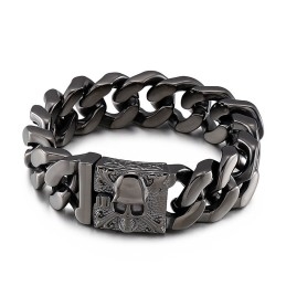 Cubaanse Titanium Kettingarmband, Titanium Schedelarmband Voor Heren