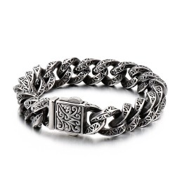 Heren Titanium Armband Met Vintage Lussen En Bloemenschedels