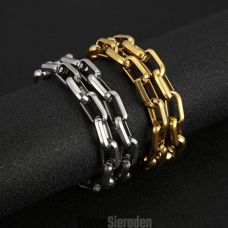 Rock Hip-Hop Vierkante Titanium Armband Voor Heren