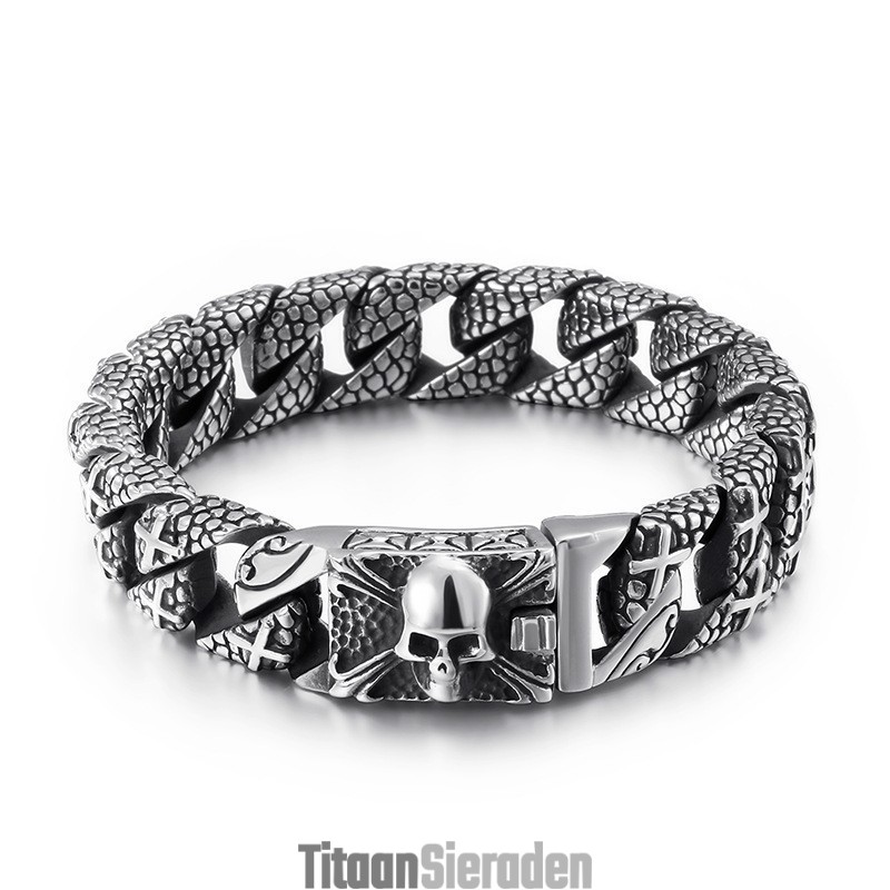 Chique Titanium Kruisarmband Voor Heren Titanium Schedelarmband Chique Titanium Kruisarmband Voor Heren Titanium Schedelarmband